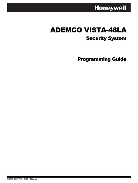 honeywell vista programming guide